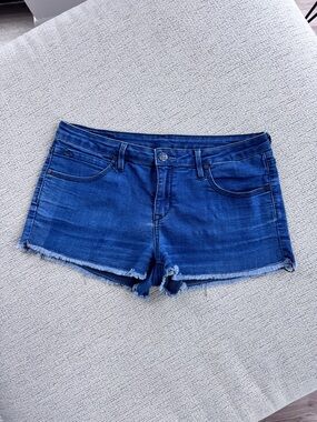 QSD Women's Blue Denim Frayed Hem Jean Shorts